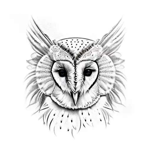 Barn Owl In Indian Headdress