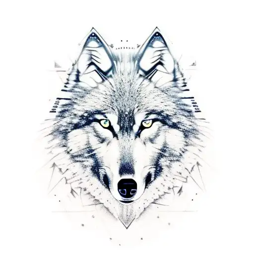 Half Wolf Face With White Wolf Spelled Downward In Foriegn Language And Add Number 47