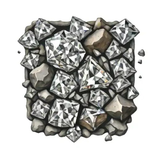 Pile Of Diamonds Scattered On Rocks