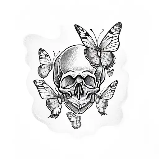Skull With Butterfly On It