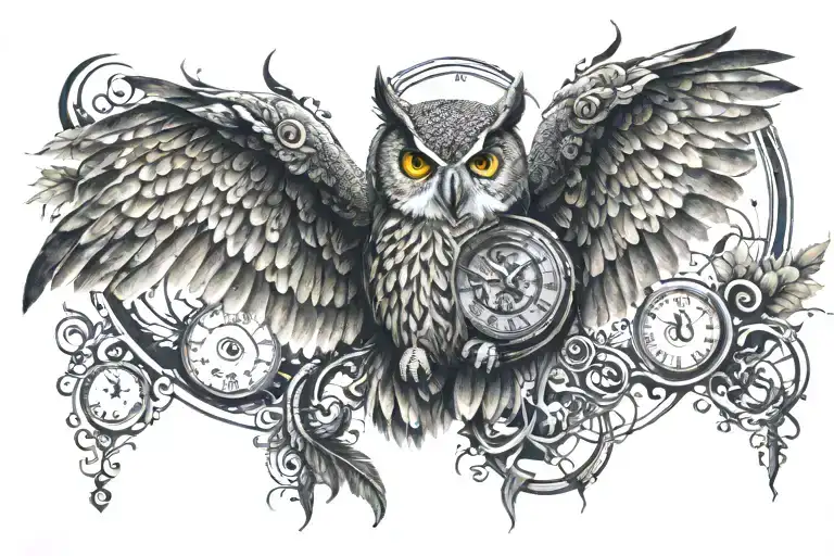 Owl With Clock Face
