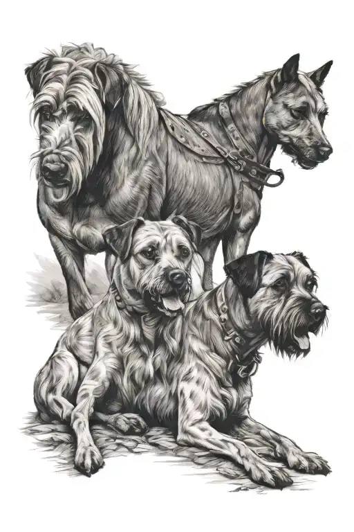 Horse And Border Terrier Dog