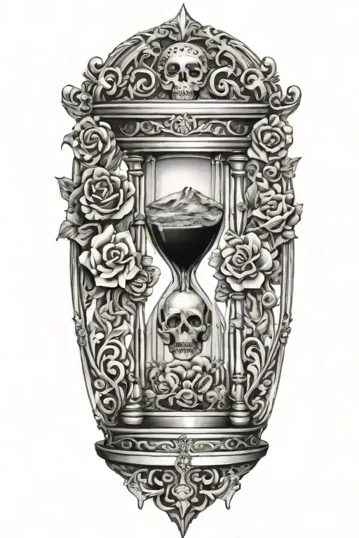 Hourglass With Death And Diamonds Incorporated Representing