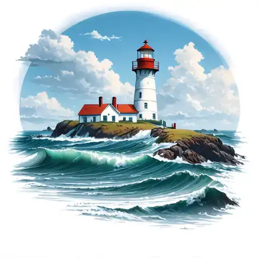 Lighthouse Scene With Ocean