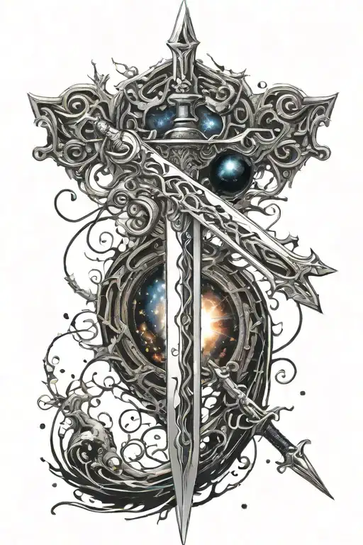 Gothic Style Sword Piercing The Edge Of The Universe