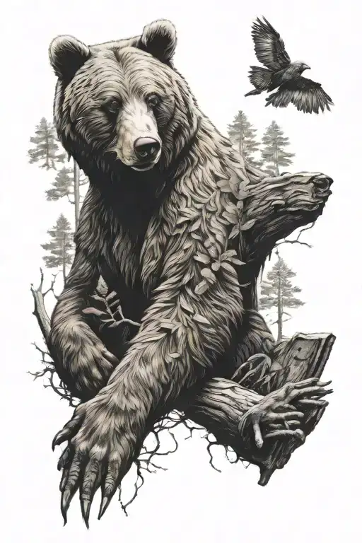 Bear And Woods Holding Paws