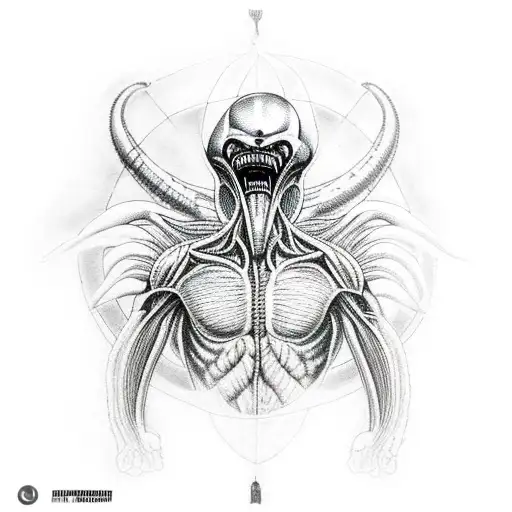 Xenomorph Alien From Alien Movie As A Vitruvian Man