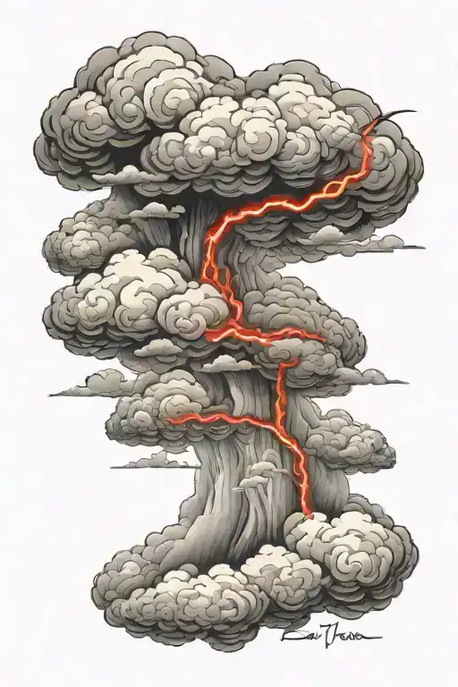 Clouds With Red Lightning Under Them With The Words Fear None Under The Cloud