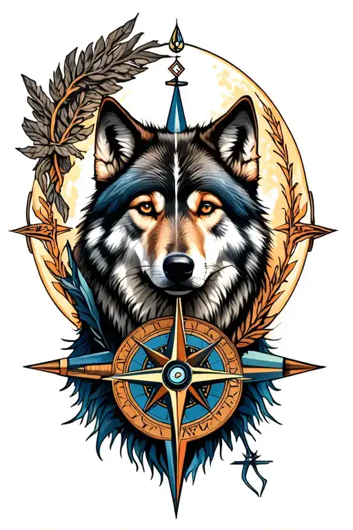 Nordic Wolf And Compass