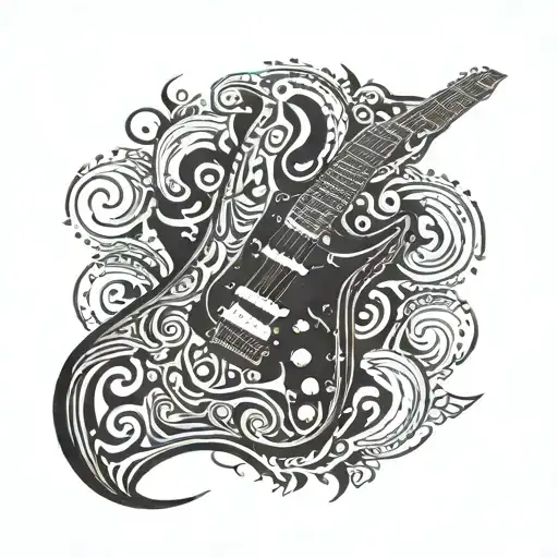 Fender Stratocaster Guitar With Tribal Background