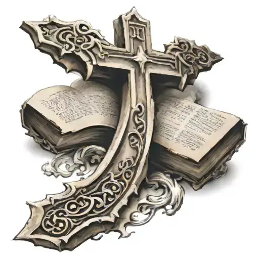 Bible Verse Around A Bold Cross With Sky Filled