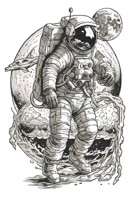 Cosmonaut On Moon Fishing The Earth