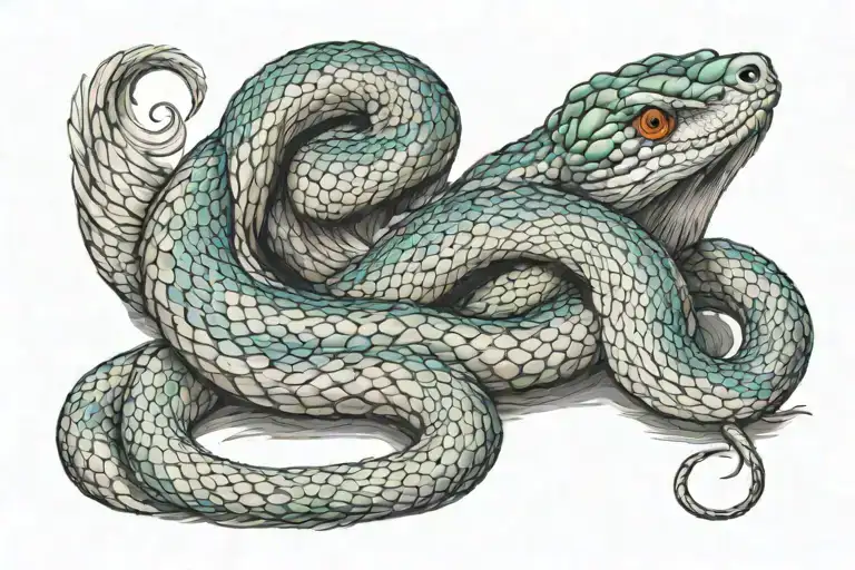 Ouroboros Snake Eating Its Tail Fox
