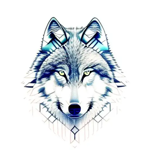 Half Wolf Face With White Wolf Spelled Downward In Foriegn Language And Add Number 47