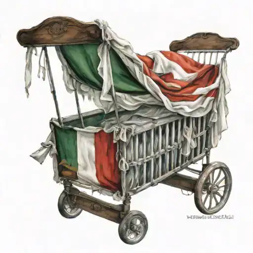 Babies Cot Draped In Italian Flag