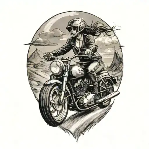 Woman Riding Motorcycle Speeding Along