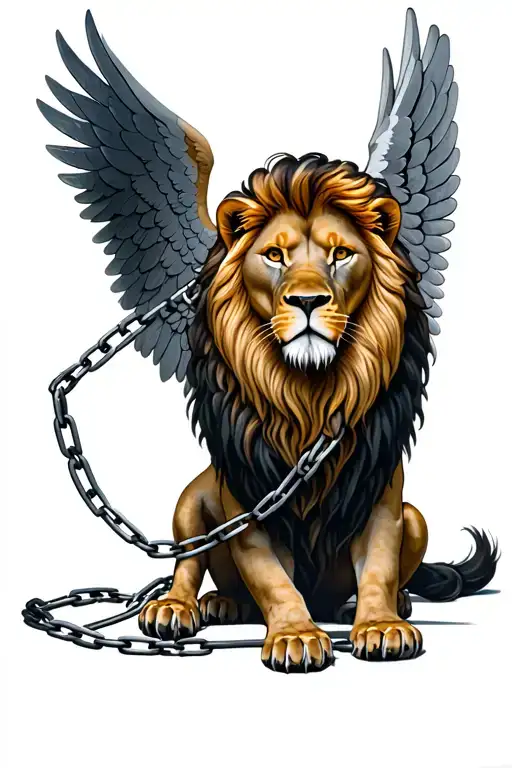 Lion Chained With A Angel Wings