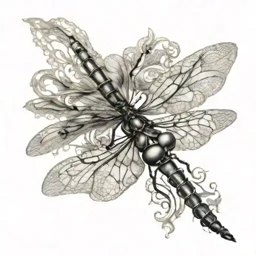 A Dragonfly With Lace Wings Flying