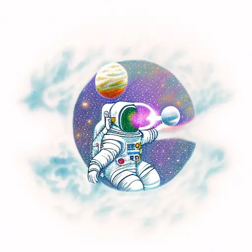 Astronaut Reaching Out For A Glowing Nug While Floating In Space