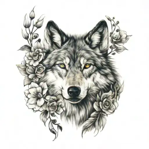 Wolf Covered In Flowers Wrapped