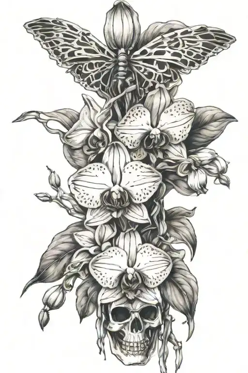 Skeleton Arm Holding Orchids