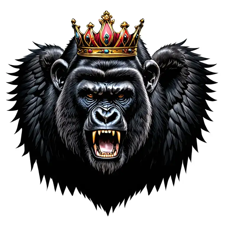 Number 8 Wings Spread With Crown Gorilla And Lion Growling