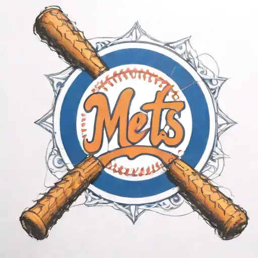 A New York Mets Logo Intertwined With Baseball Stitches
