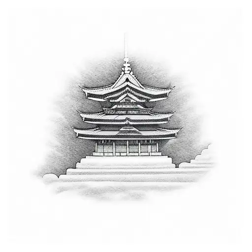 Samurai With A Temple In The Background Filipino Sun Rising