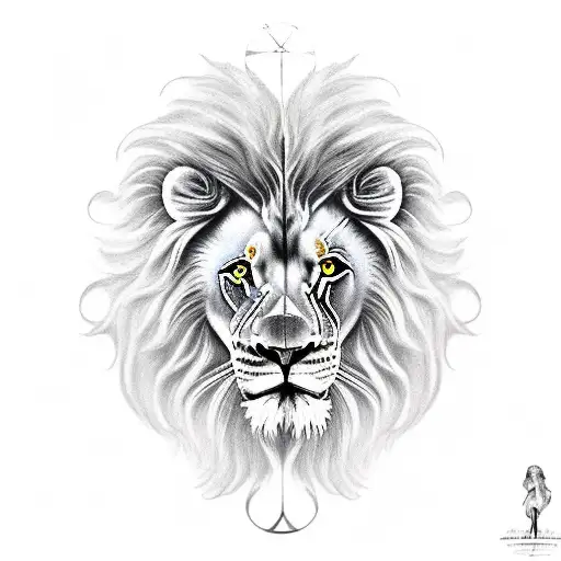 Lion With Half Its Fave Angelic And The Other Half Devilish