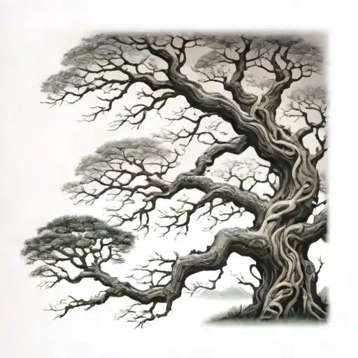 A Winding Tree That Is Old But Strong