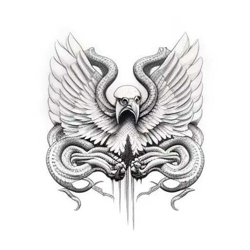 Eagle Grabbing A Snake