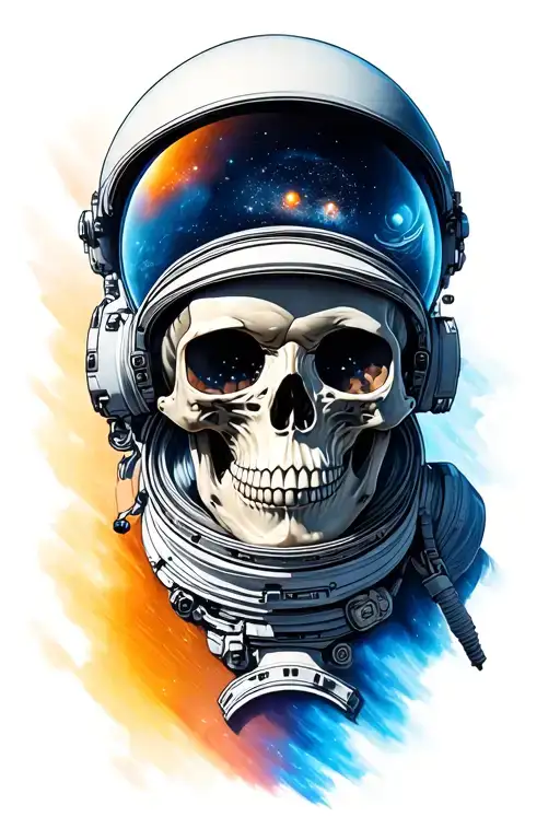 Space Scene Astronaut Skull