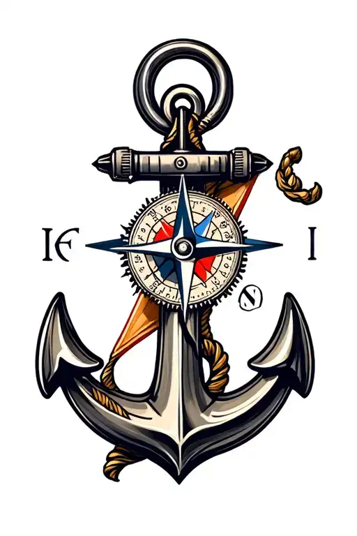 Nautical Compass And An Anchor