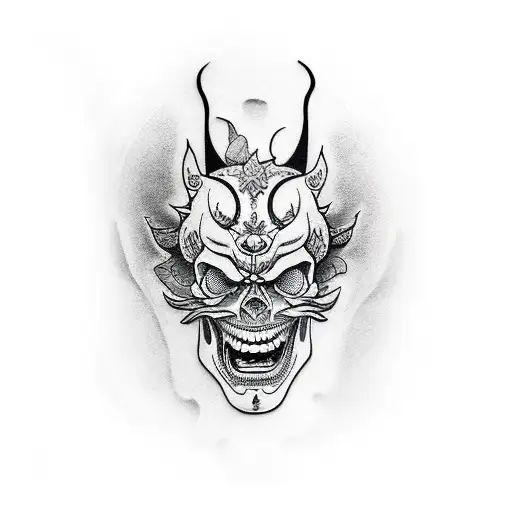 Hannya Mask And Skull