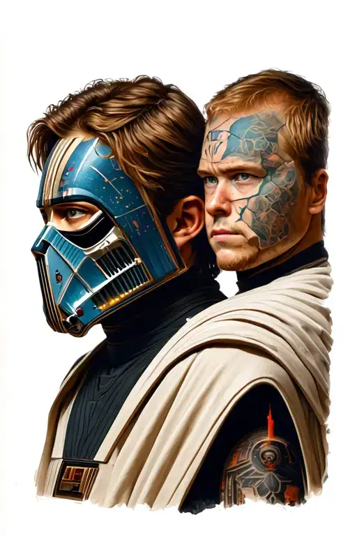 Star Wars Anakin And Vater With A Broken Mask And Tatooine
