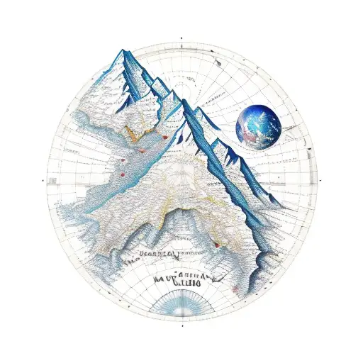 Atlas Maps With Mountains And Constellations