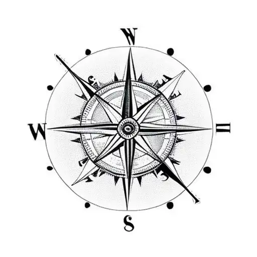 Compass With A Clock Above It