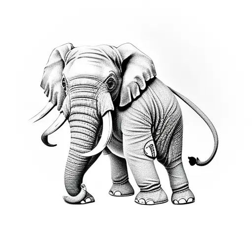 Sitting Baby Elephant With Heart At The Top Of His Trunk