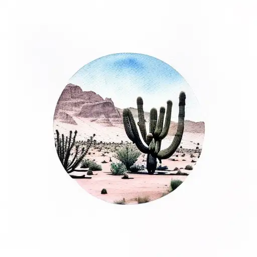 Arizona Desert Scene In Watercolor