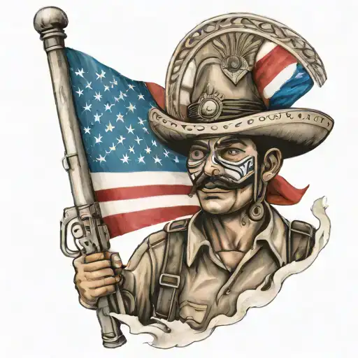 Mexican Soldier With U S Flag