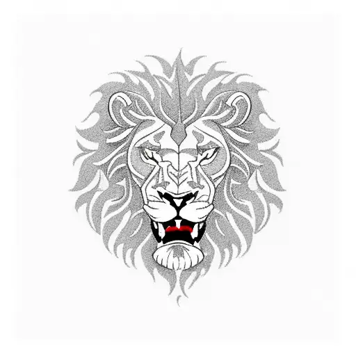Full Body Rampant Lion Facing Left In Red And Black
