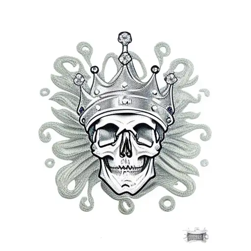 Skull With Crown Landing On Dollars