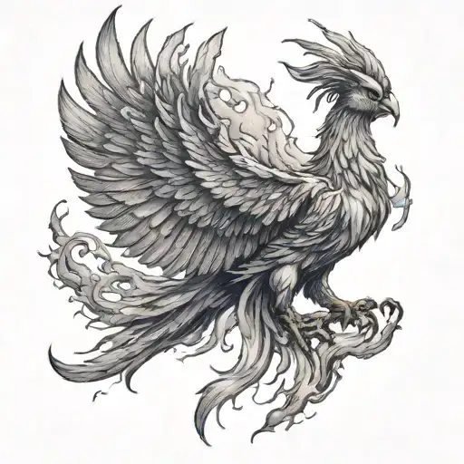 Phoenix Rising From The Ash Tattoo Design