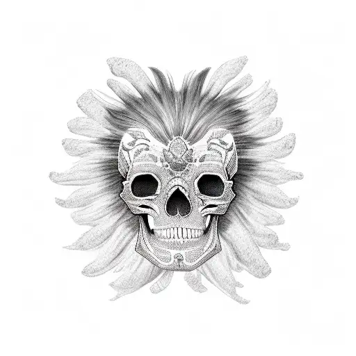 A Mexican-inspired Skull With Gaming Elements And A Lion's Mane