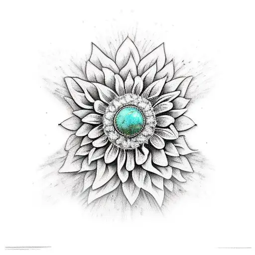Turquoise Stones And Sunflower