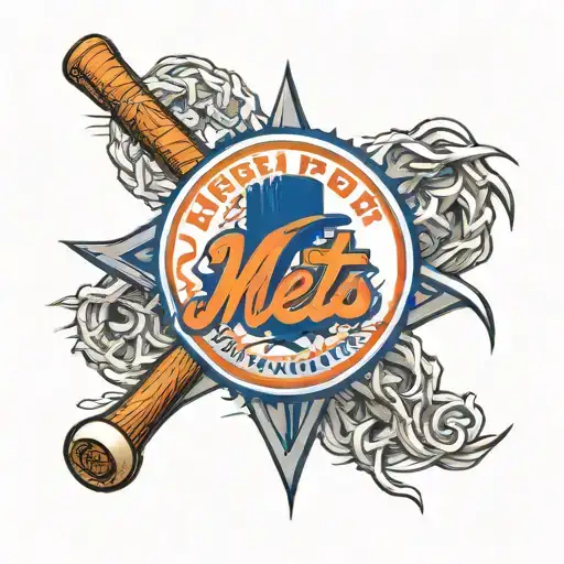 A New York Mets Logo Intertwined With Baseball Stitches