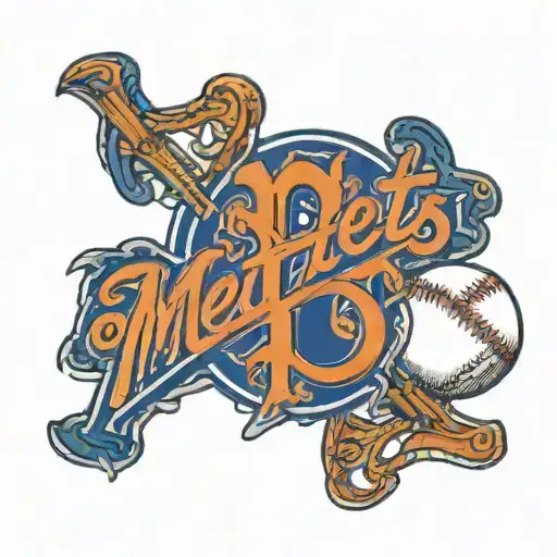A New York Mets Logo Intertwined With Baseball Stitches