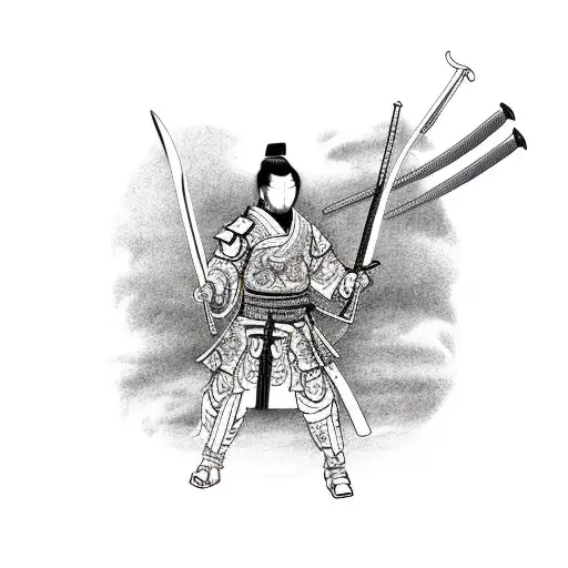 Bloody Full Body Japanese Ronin Warrior With Sword