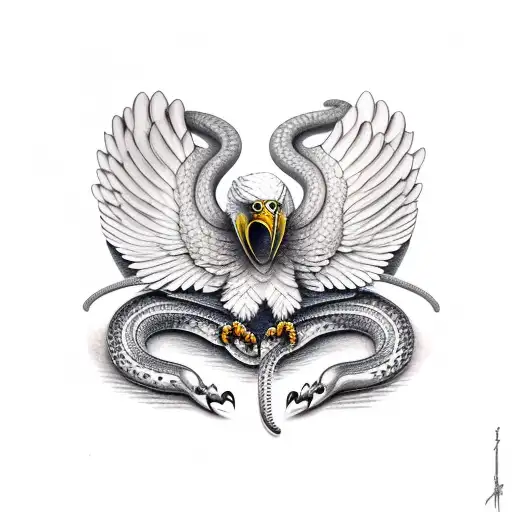 Eagle Grabbing A Snake