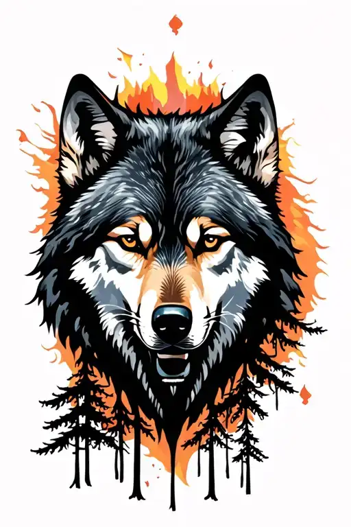 Tribal Wolf Mountains Trees Forearm